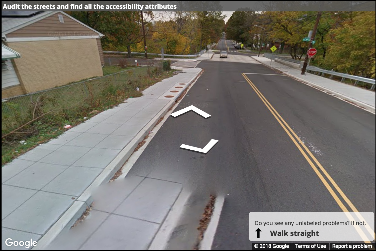 A Street View image of a road without construction